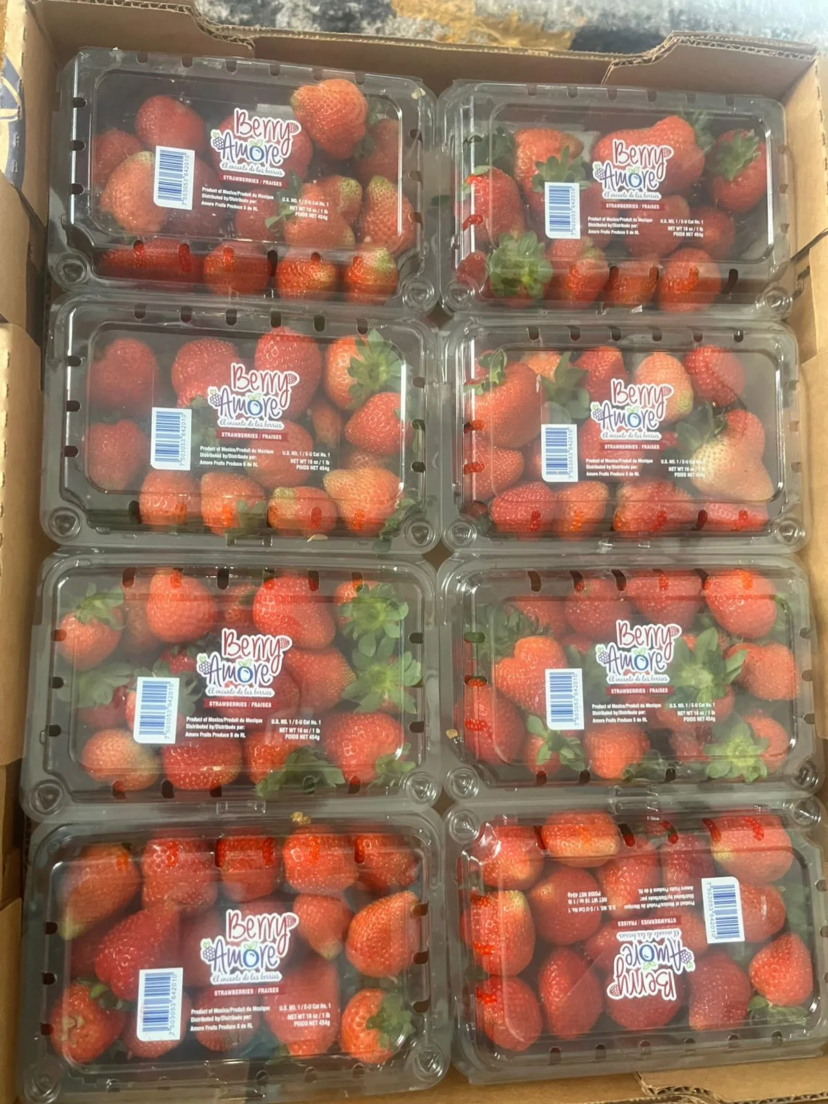 Caja de clamshells de fresa Berry Amore